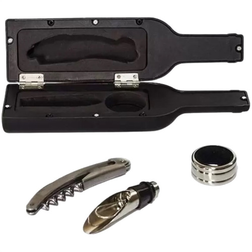 Imagem 6 de 10 de Kit Abridor De Vinho Garrafa Canivete Saca Rolhas Aerador