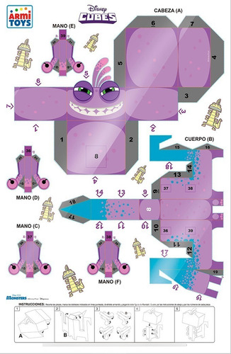Monsters Inc, Armi Toys Kit 4 Piezas Muñecos Armables Cubes