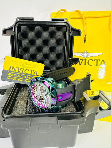 Reloj Invicta Edición Joker Dc Fullset Para Hombre Negro Verde Oscuro Morado/blanco