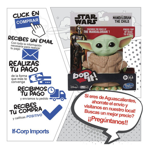 Baby Bebe Yoda Bop-it The Mandalorian The Child Hasbro (Usado)