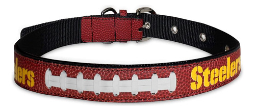 Pets First Tough Leather Pet Collar Nfl Pittsburgh Steelers 