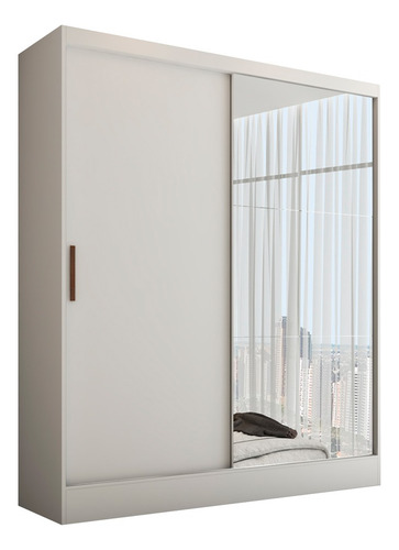 Guarda-roupa Solteiro Istambul 2 Portas Com Espelho Branco