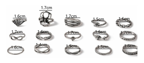 Set Conjunto Anillos Araña Calavera