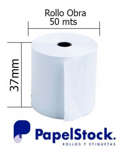 100 Rollos De Papel Fiscales Obra 37x50 Metros Blanco Liso