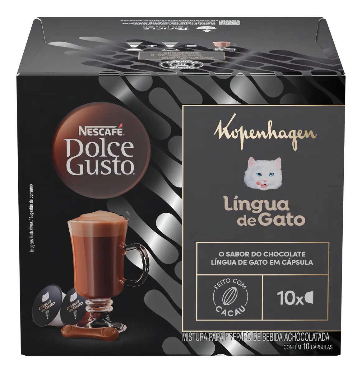 Cápsula Nescafé Dolce Gusto Kopenhagen Língua de Gato 210 ml