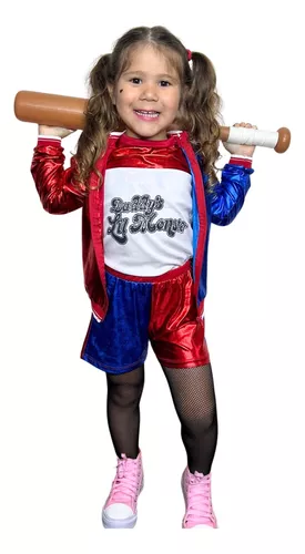 Fantasia Infantil Alerquina Roupa Harley Quinn Com Taco