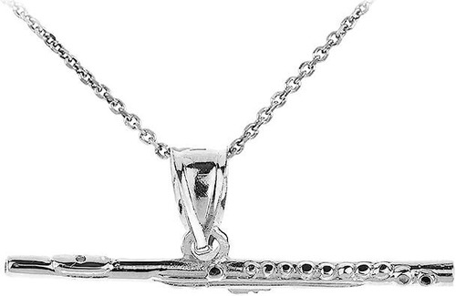 Solid .925 Sterling Silver Music Charm Flute Pendant