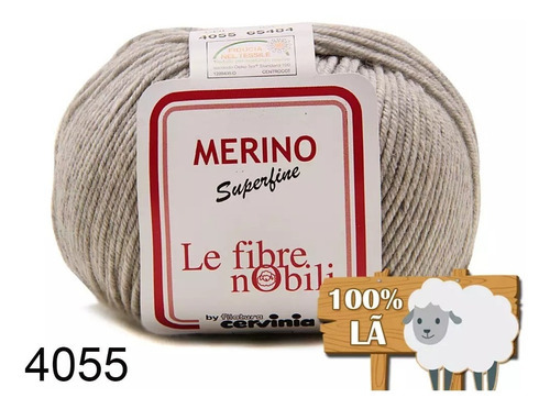 Lã Merino Cervinia 50g 158mts 100% Lã Crochê E Tricô Cor 4055- Cinza Claro