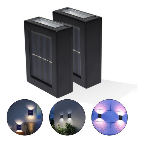 Pack X 2 Lampara Solar Led Aplique Exterior Ip65