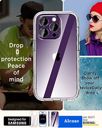 AICase Funda transparente para iPhone 14 Pro Max (6.7 pulgadas), resistente  protección contra caídas, cuerpo completo, a prueba de golpes, a prueba de