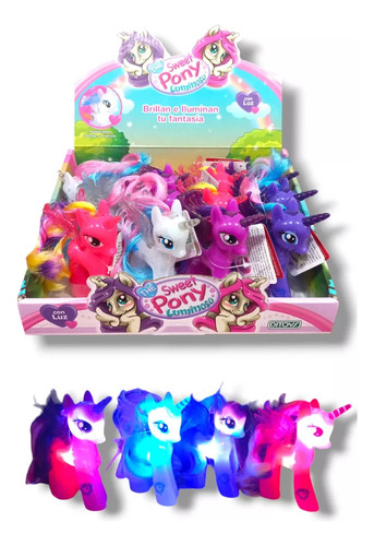 Pony Luminoso Ditoys X4 Colores Surtidos Pelo Para Peinar