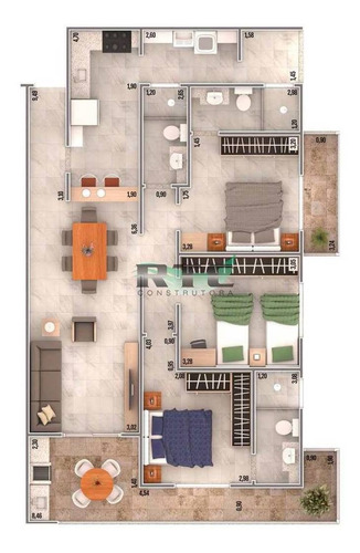 Imagem 11 de 11 de Apartamento, 3 Dorms Com 107 M² - Vila Caiçara - Praia Grande - Ref.: Masot263 - Masot263