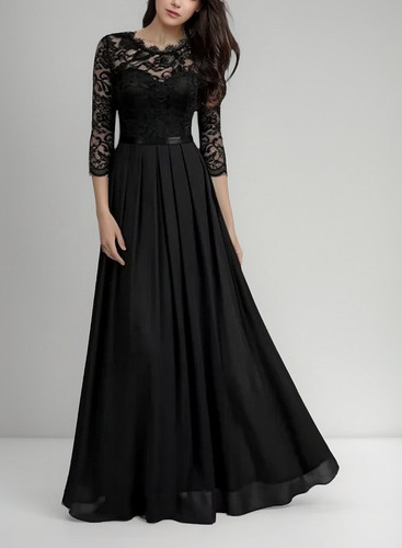 Vestido De Gasa Con Costuras De Encaje Damas De Honor Vestid