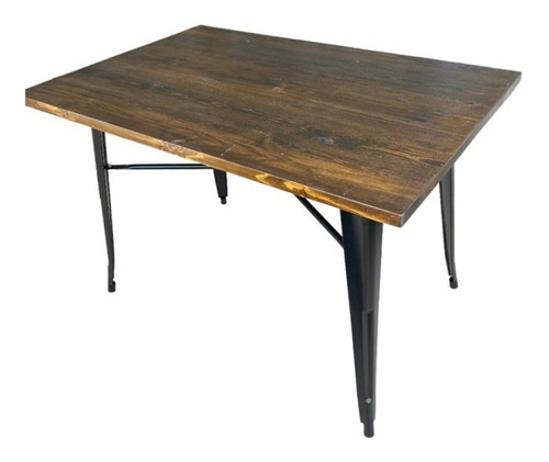 Mesa Tolix Metal Negro Y Madera De 120cm Nordica Premium 