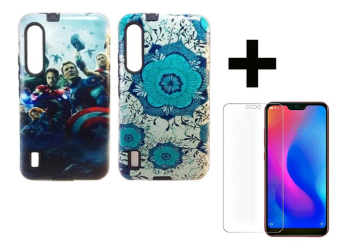 Protector Case Rígido Diseños Xiaomi Mi A3 + Vidrio Templado
