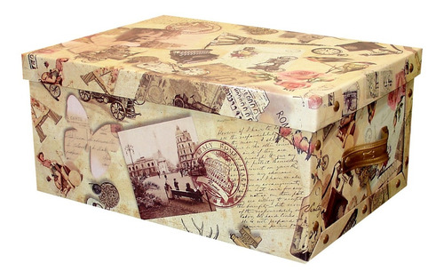 Caja Baulera Organizadora Vintage Mediana 39x30x18cm