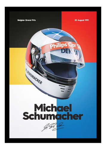 Michael Schumacher Casco F1 1991 Cuadro Enmarcado 45x30cm