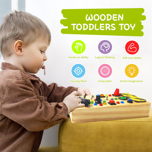 Tabla Montessori Busy Board De Madera Con Led Para Más De 3