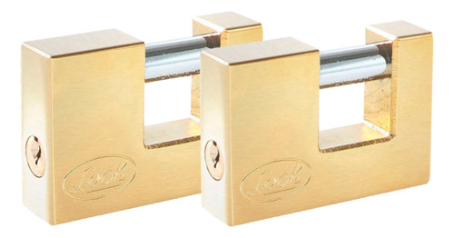 Juego Candados Cortina 80 Mm Latón Brillante Llave 2 Pzs