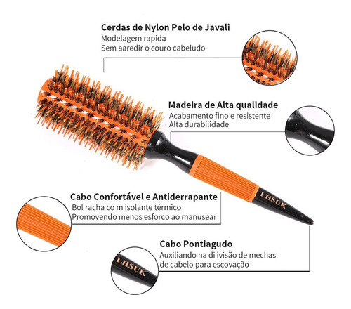 Kit 5 Cepillos Profesionales De Peluquería Cerdas De Jabalí
