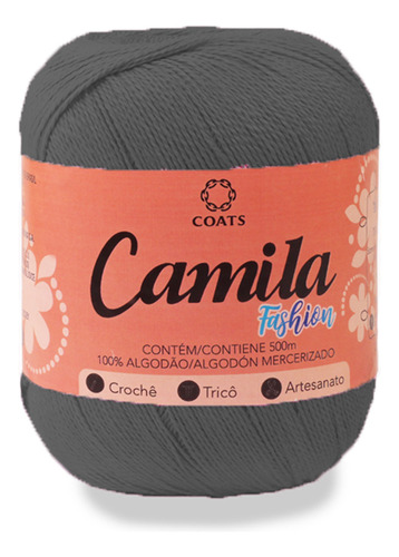 Linha Camila Fashion - 100% Algodão - Crochê Tricô 150g 500m Cor 00400 - Cinza Escuro