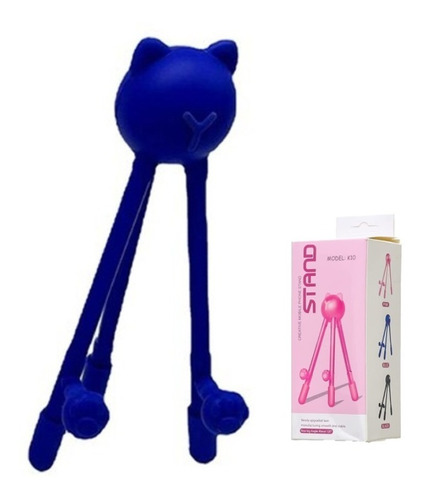 Soporte Plegable Para Móvil Diseño Gato K10 Azul