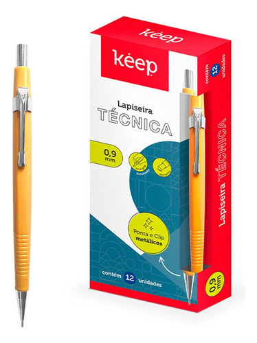 Lápiz Mecánico 0.9mm Amarillo X12 Keep Ei108