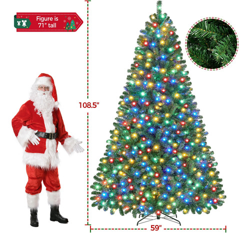 Árbol De Navidad Artificial 274 Cm Preiluminado 850 Luces Le
