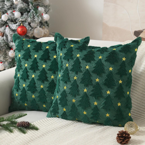 Fundas De Almohada Navideñas, 45 X 45 Cm, 2 Fundas De Felpa