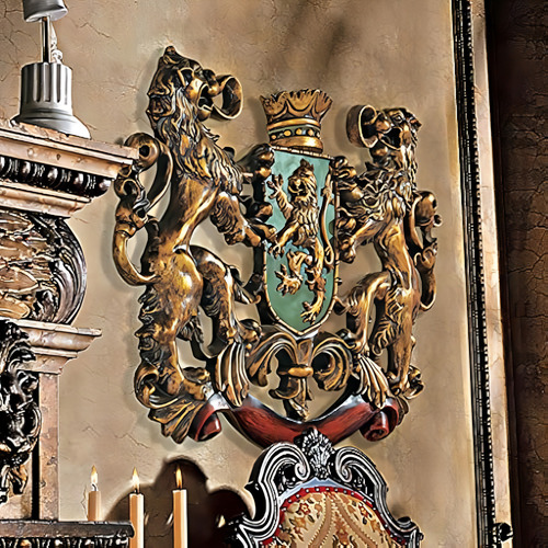 Diseño Toscano Heráldico Royal Leones Escudo Medieval Decora