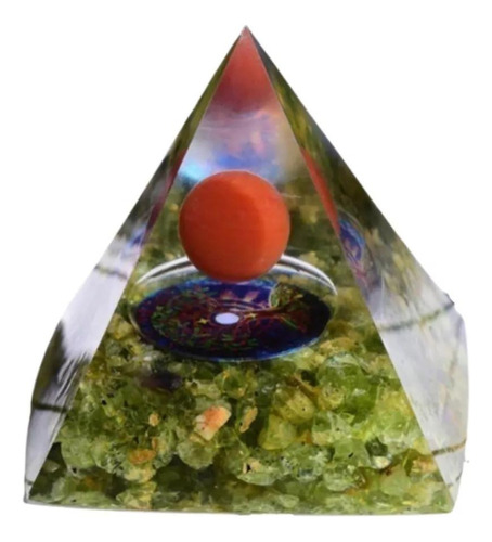 Pirâmide Orgonite Base De Led Bivolt Cristal Pedra Laranja