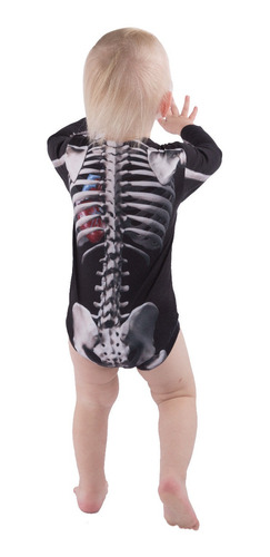 Imagen 2 de 2 de Disfraz Pañalero De Esqueleto Para Bebe Halloween Divertido