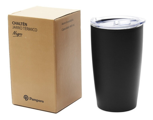 Imagen 3 de 4 de Jarro Término Pampero Chalten Acero Inoxidable 400ml Color Negro Chaltén