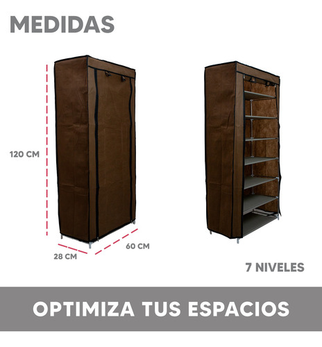 Kit De 2 Zapateras Armable Closet Organizador Cafe 6 Niveles