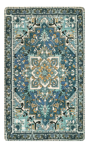 Lahome Alfombra Oriental Con Medallon Azul  2 X 3 Pies Lava