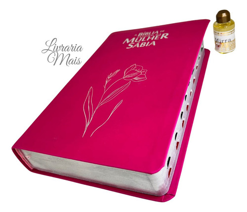 Bíblia De Estudo Da Mulher Sábia Full Color Com Harpa Capa Magnólia Pink Com Índice