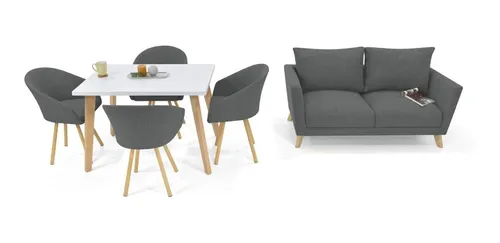 Set De Comedor Lugo Matiz 4 Puestos Y Sofá Montecarlo