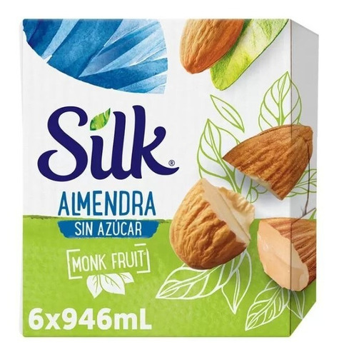 Leche De Almendra Silk Sin Azucar Original 6 Pzs De 946 Ml