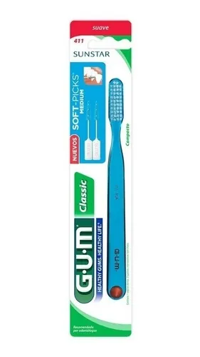 Cepillo Dental Clásico Gum 411 Suave Classic Toothbrush Gum 411 Soft -  Assorted Colors - Pampa Direct