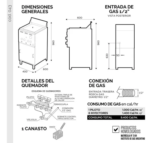 Freidora Económica Ultra Rapida Sol Real 10l Gas Envasado