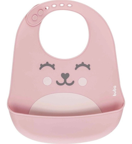 Babador Silicone Com Pega Migalhas Gumy Buba ® Rosa