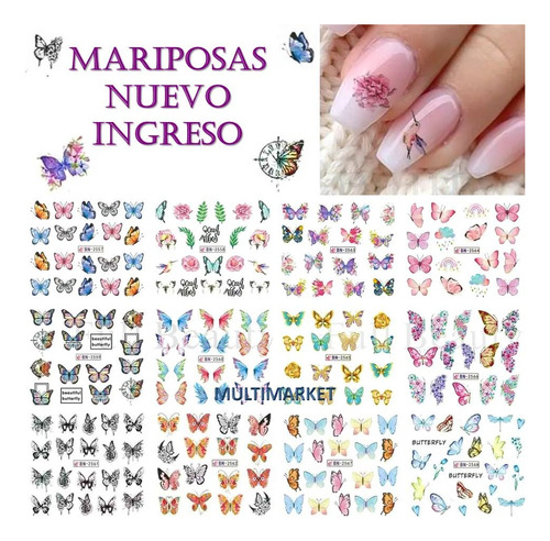 Stickers Al Agua Para Uñas Mariposas - Water Decals Nal Art