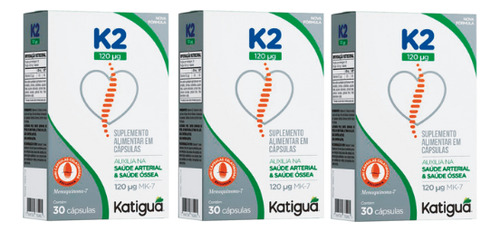 Kit 3 Vitaminas K2 120mg 100% Idr 30capsulas - Katigua Neutro