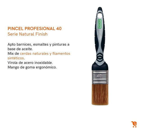 Pincel Profesional Natural Finish 40mm Color De Las Cerdas N/a
