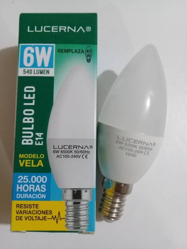 Bombillo Led 6w, Luz Blanca, Rosca E14, Marca Lucerna