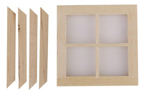 6:12 Ventana De Madera En Miniatura Con 4 Paneles Para Casa