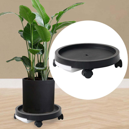 Soporte Rodante Para En Maceta Con Ruedas, Negro 29,3 Cm.