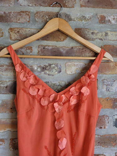 Vestido Largo Fiesta Naranja Y2k - Talle S (Usado)