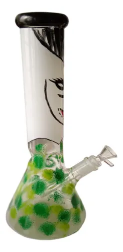 Bong Pipa Vidrio Joker Calavera Grande 35cm