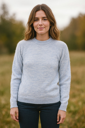 Sweater Pullover Lana De Alpaca Liso Peinado